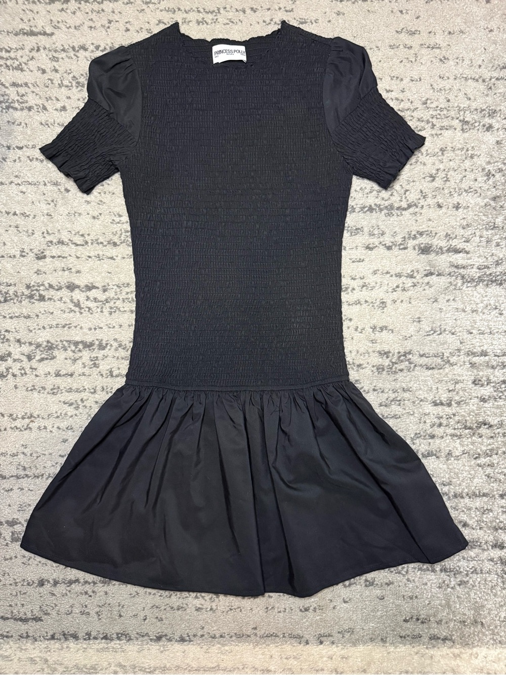 Princess Polly Black Smocked Bodice Dress